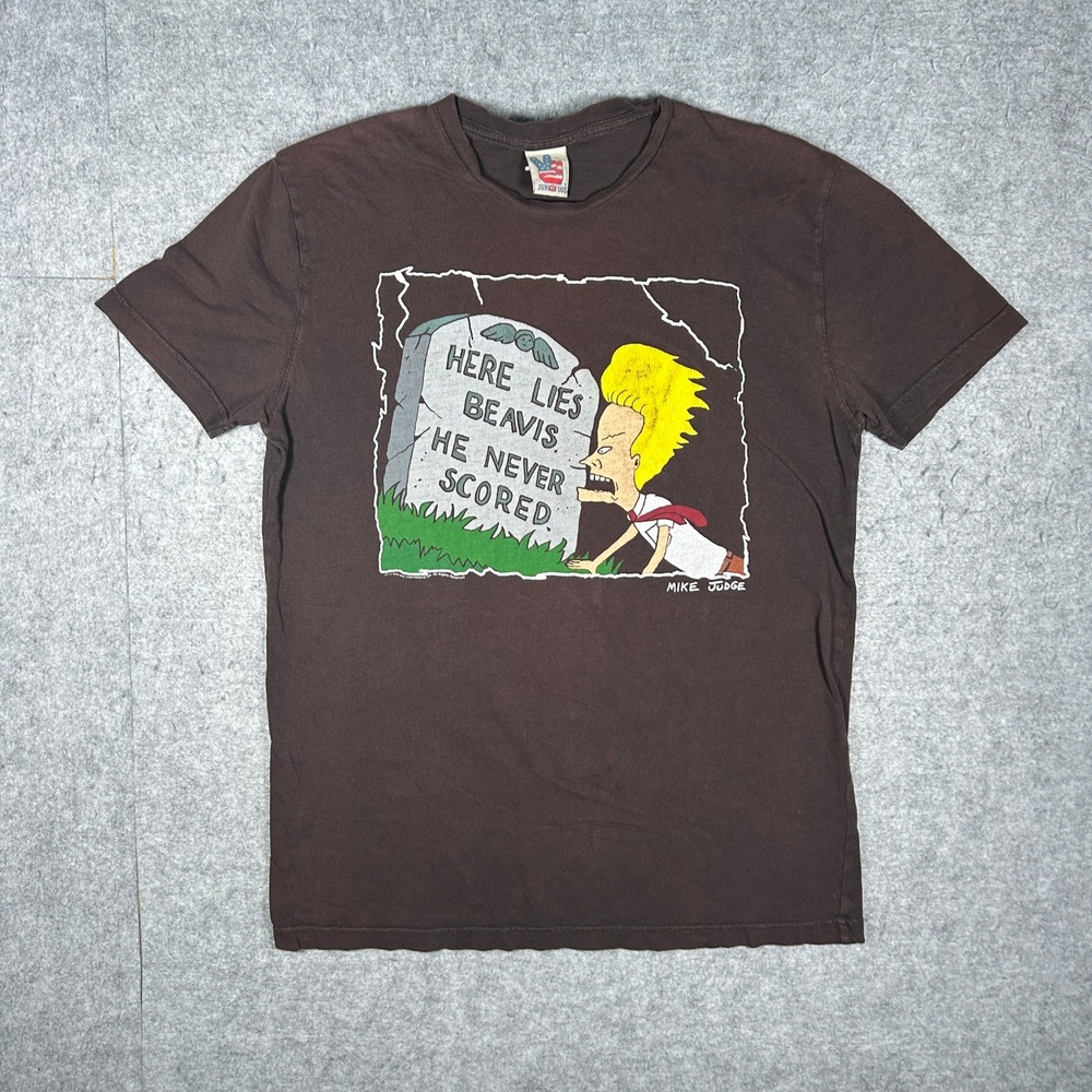 Junk Food T-Shirt Men Medium Brown Beavis and Butt-Head Never Scored MTV